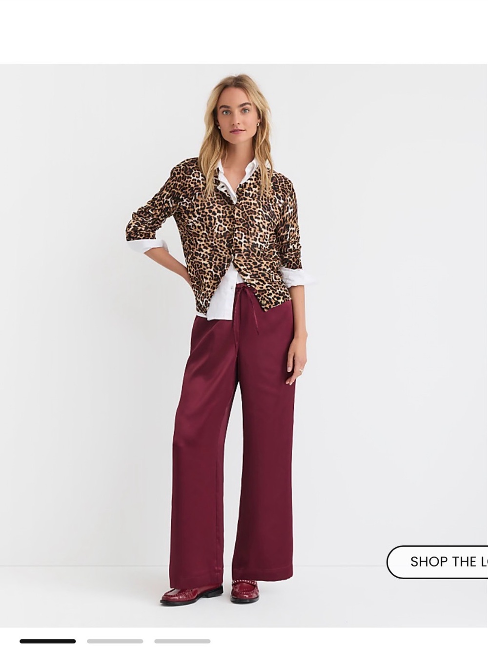 Loft Sawyer Satin Pants in Burgundy